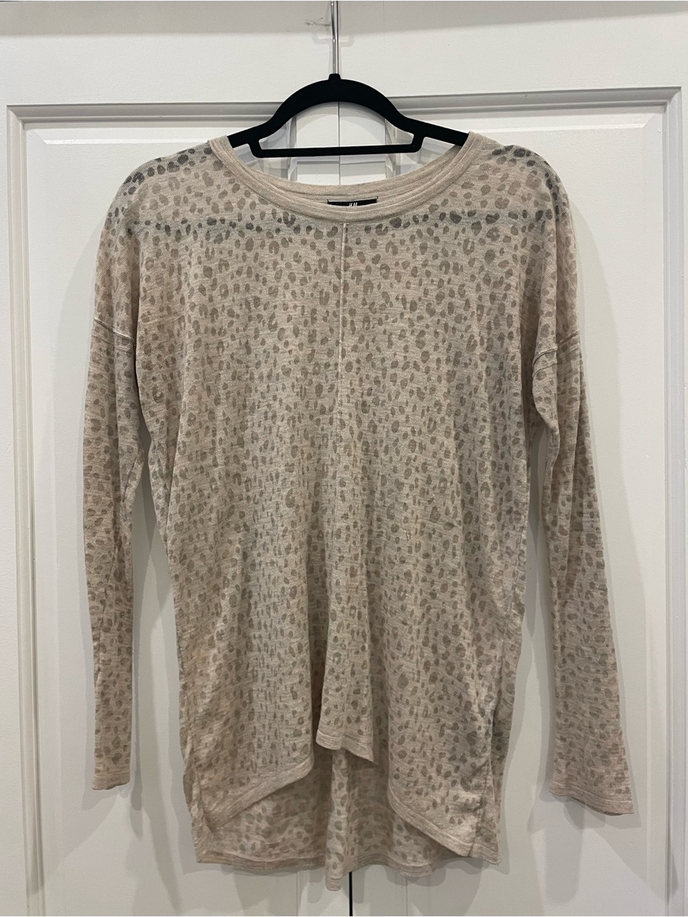 H&M Beige Leopard Print Lightweight Long Sleeve Top